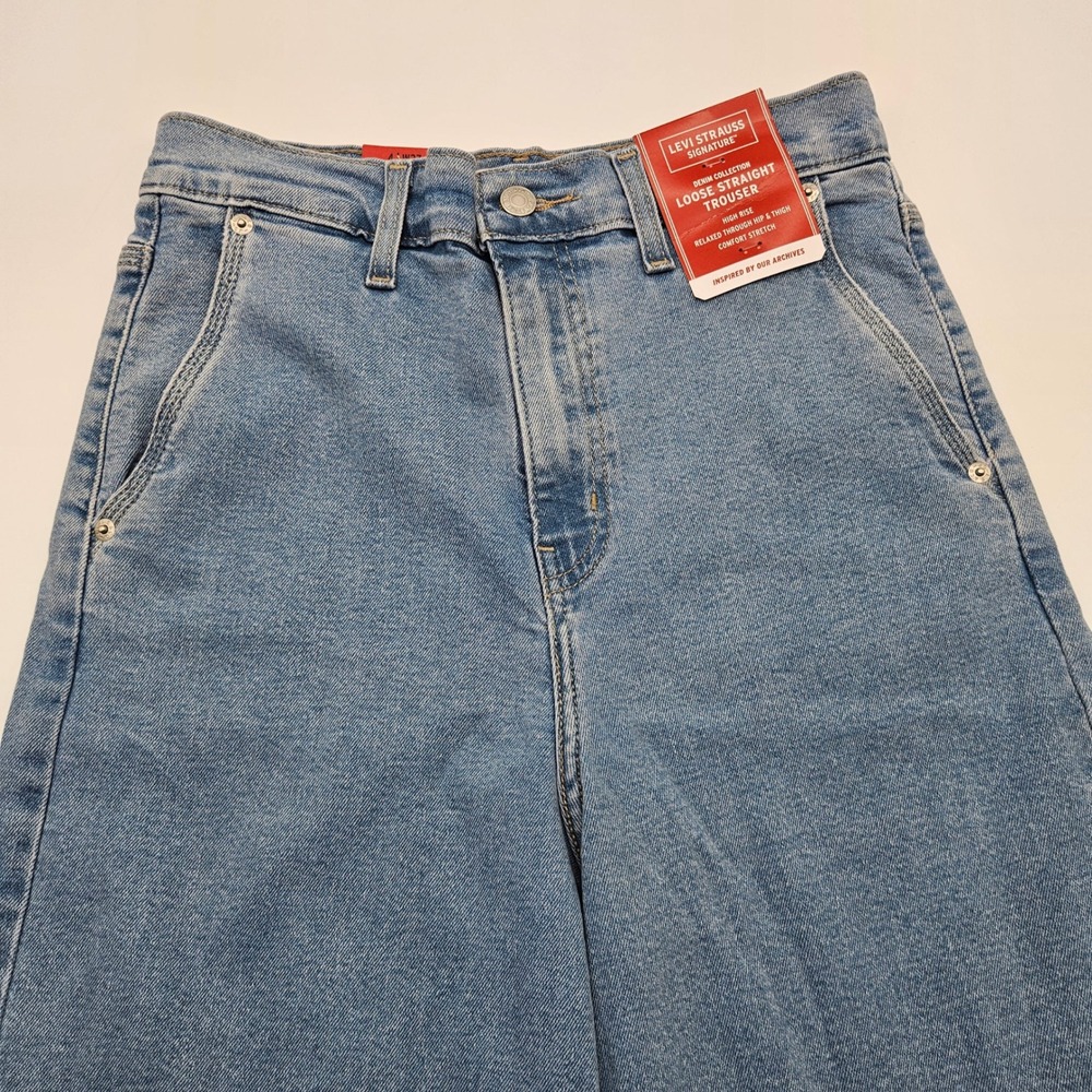 Levi Strauss Signature‎ Loose Straight Trouser High Rise Jeans Blue Size 4 W27 - Picture 2 of 11